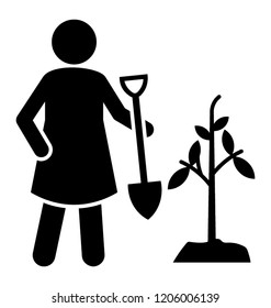 Man holding shovel is the concept of digging soil 
