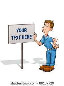 Man holding signboard