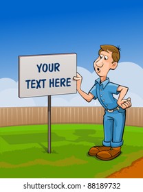 Man holding signboard