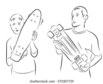  man holding skate