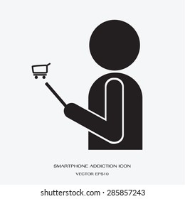man holding smartphone with cart icon