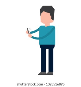 man holding smartphone listen message voice