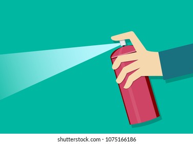 A man holding a spray can and use it, vector art