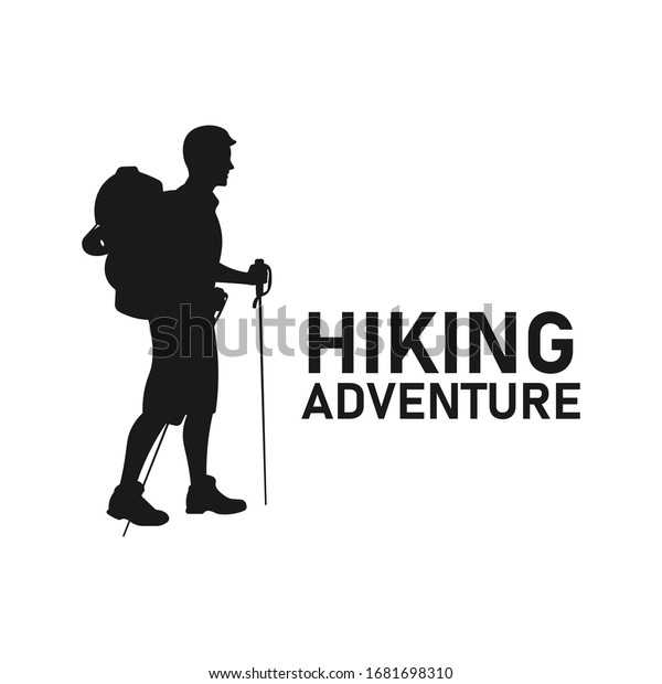 Man Holding Stick Go Hiking Silhouette Stock Vector Royalty Free 1681698310