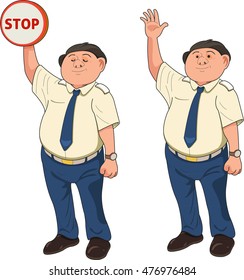 man holding a stop sign isolated against white background
