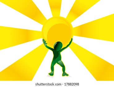 man holding a sun