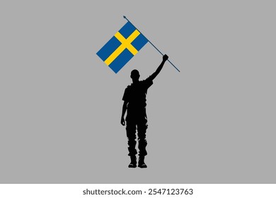 Ein Mann mit einer Schweden-Flagge, Schweden-Flagge Vektorgrafik, Schweden-Flagge ist ein Symbol der Freiheit, Nationale Schweden-Flagge, Vektorgrafik
