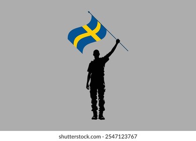 Ein Mann mit einer Schweden-Flagge, Schweden-Flagge Vektorgrafik, Schweden-Flagge ist ein Symbol der Freiheit, Nationale Schweden-Flagge, Vektorgrafik
