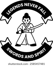 A man holding a sword and a banner in the style of sign illustrations