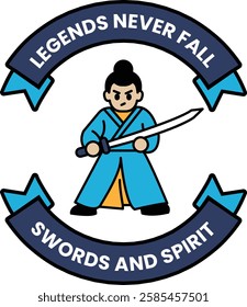 A man holding a sword and a banner in the style of sign illustrations