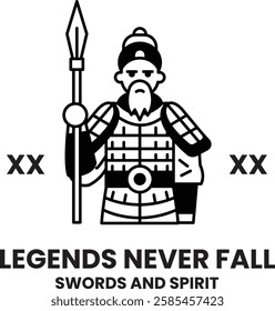 A man holding a sword in the style of sign illustrations