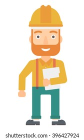 Man holding tablet.