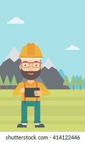 Man holding tablet computer.