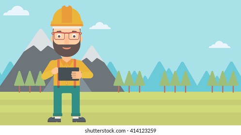 Man holding tablet computer.
