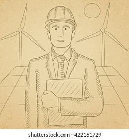 Man holding tablet computer.