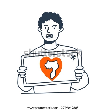 Man Holding Tablet With Heart Map