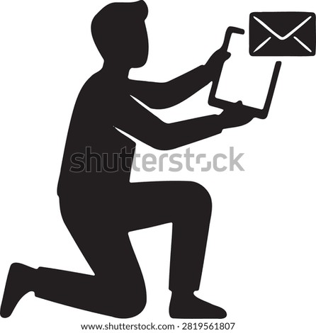 Man holding a tablet with a mail icon