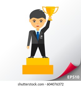 Man holding trophy cup icon