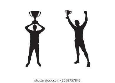 man holding trophy,isolated silhouette vector