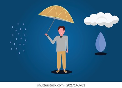 Man Holding Umbrella Rain Cloud Stock Vector (Royalty Free) 2027140781 ...