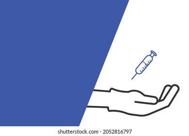 Man holding Vaccine Icon. Business for Profit, Benefit, viral, Development and growth, ads, concepts. Represented by a Vaccination Icon with copy space.