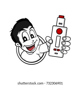 man holding vaporizer mod - electric cigarette vape life vector