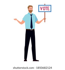 man holding vote banner design, President election government and campaign theme Vector illustration