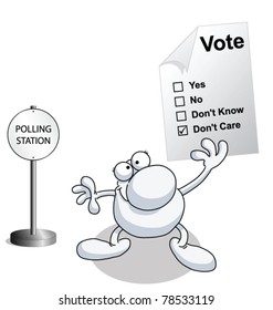 Man holding voting ballot paper isolated on white background