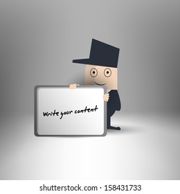 Man holding white board