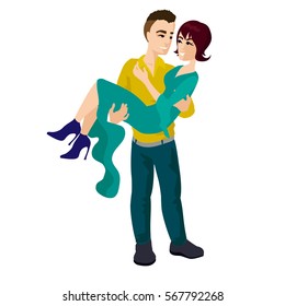 Man holding woman in his arms white couples Girl and boy hugging, love story, romantic holing girl with hands, romantic couples, love young girls and boys, romantic walks blue yellow green