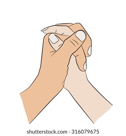 Man holding woman's hand. Relationship. Hand language icon.