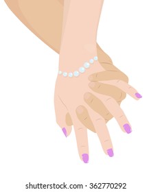 A man holding a woman's hand. Vector illustration