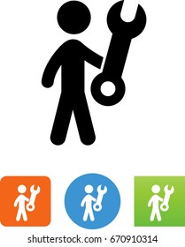 Man Holding Wrench Icon