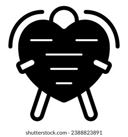 Man holds big heart, postcard solid icon, dating concept, love, valentines day vector sign on white background, glyph style icon for mobile concept and web design. Vector graphics
