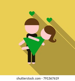 Man holds girl in his arms. Lovers. Valentine's Day,14 february. Cartoon style. Boy and girl. A declaration of love, romance,feelings, a pair of lovers