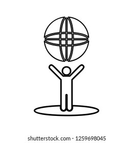 man holds the globe in his hands icon. Element of cyber security for mobile concept and web apps icon. Thin line icon for website design and development, app development