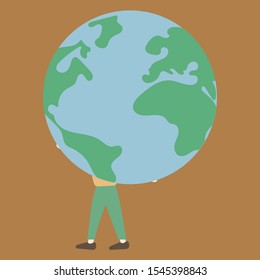 Man holds the globe in his hands