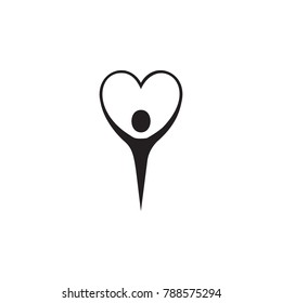 man holds the heart icon. Valentine's Day elements. Premium quality graphic design icon. Simple love icon for websites, web design, mobile app, info graphics on white background