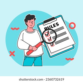 Un hombre sostiene una junta de reglas