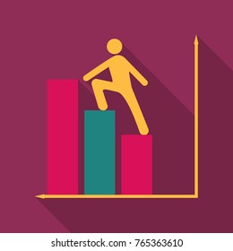 Man holds schedule chart on table vector. Economic visualization information, business report graph illustration