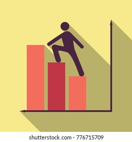 Man holds schedule chart on table vector. Economic visualization information, business report graph illustration