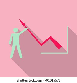 Man holds schedule chart on table vector. Economic visualization information, business report graph illustration