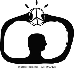 Man Holds the Symbol of Peace, vector. Suitable for design materials with the theme of war and peace
