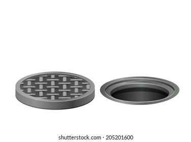 Man Hole Cover On White Background