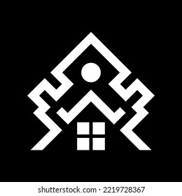 Man home logo design vector template. creative home smart logo with man icon