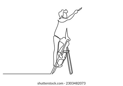 man home work stairs step work line art