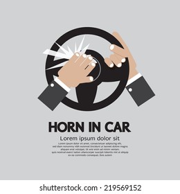 Man Honking The Horn In a Car Vector Illustration