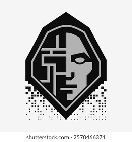 Man in hood logo. Abstract hacker logo. Simple vector illustration