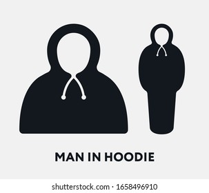 Man in Hoodie. Flat Vector Line Icon.