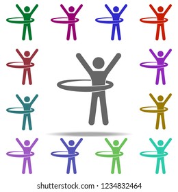 man with a hoop icon. Elements of Sport in multi color style icons. Simple icon for websites, web design, mobile app, info graphics